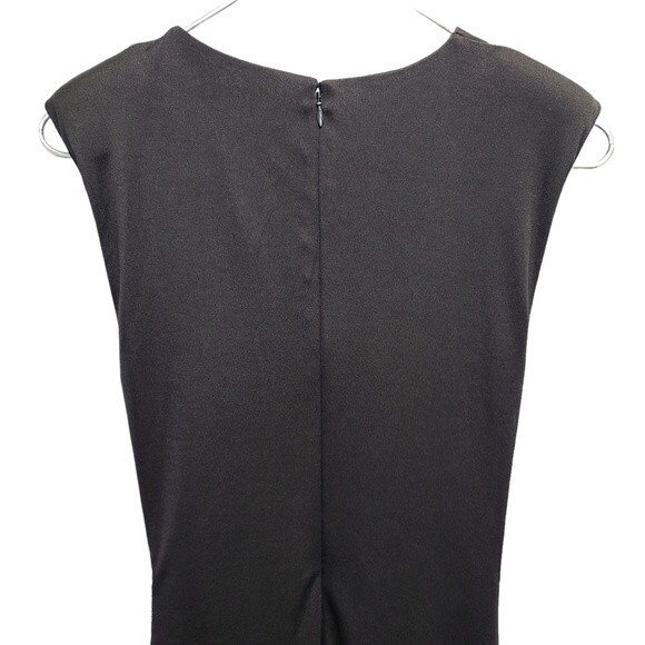 NWT EXPRESS Black Satin Cap Padded Shoulder Sleeve Ruched Dress XS - Picture 8 of 16